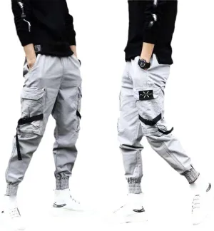 Aoleaky Men's Streetwear Multi-Pocket Cargo Pants Casual Harem Style Hip Hop Track Joggers
