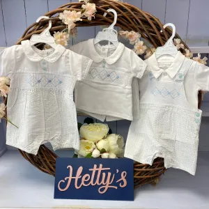 Argyle Smocked Dungaree Set