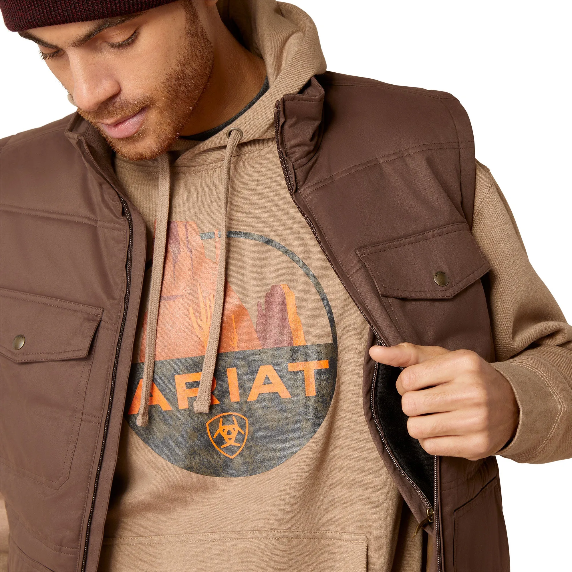 Ariat Men's Grizzly 2.0 Canvas Conceal & Carry Bracken Brown Vest 10046387