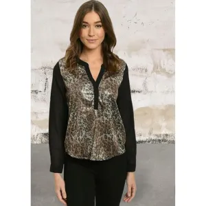 Black long sleeve leopard sequins front top