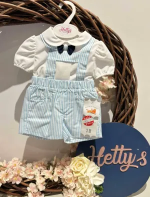 Blue Dickie Bow Dungaree
