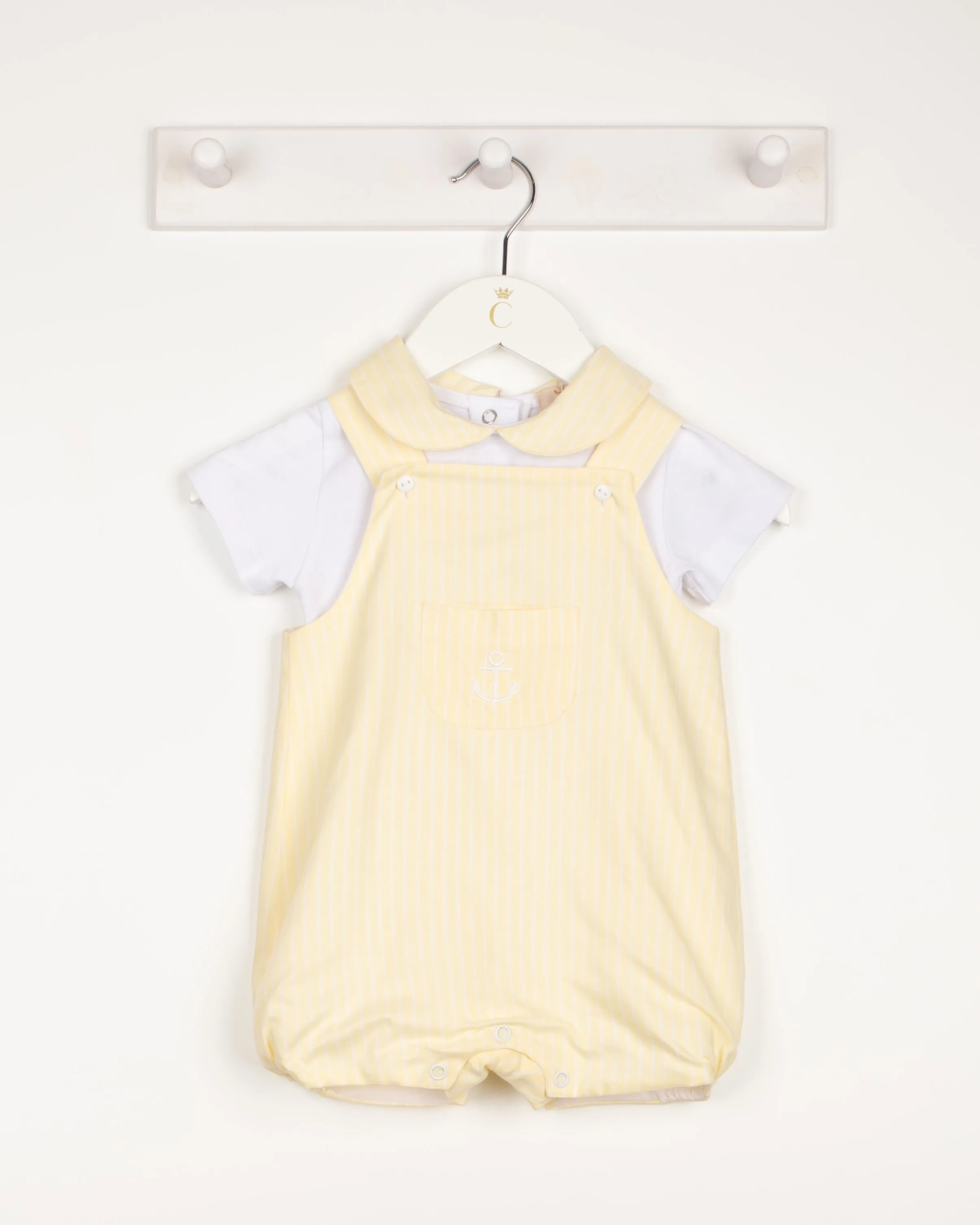 Caramelo Lemon Anchor Dungaree Set