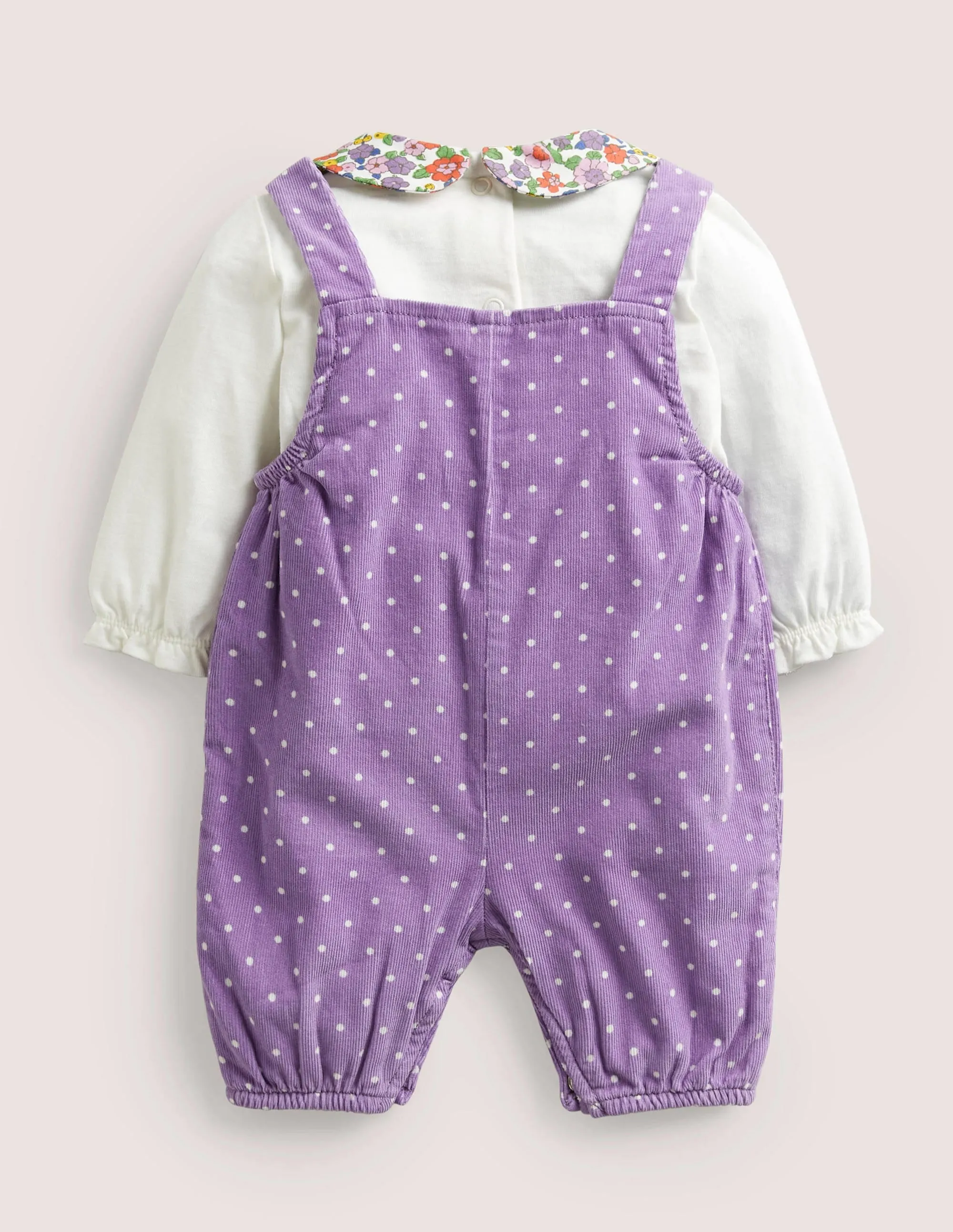 Cord Dungaree Set-Aster Purple Pin Spot Bunny