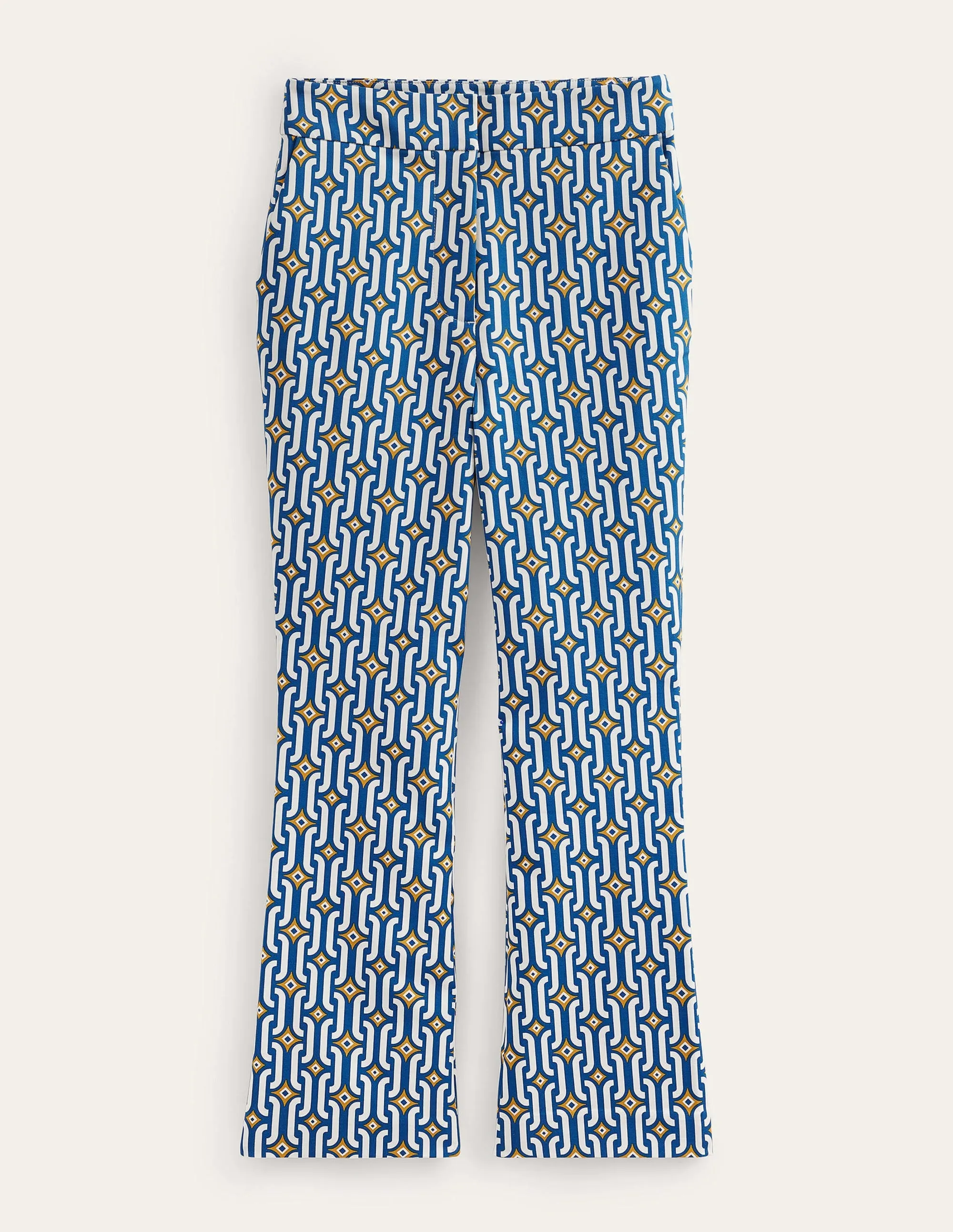 Cropped Flared Trousers-Sapphire, Azure Geo