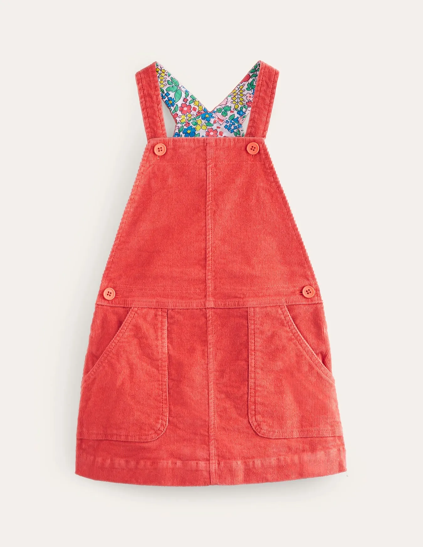 Dungaree Dress-Coral Pink