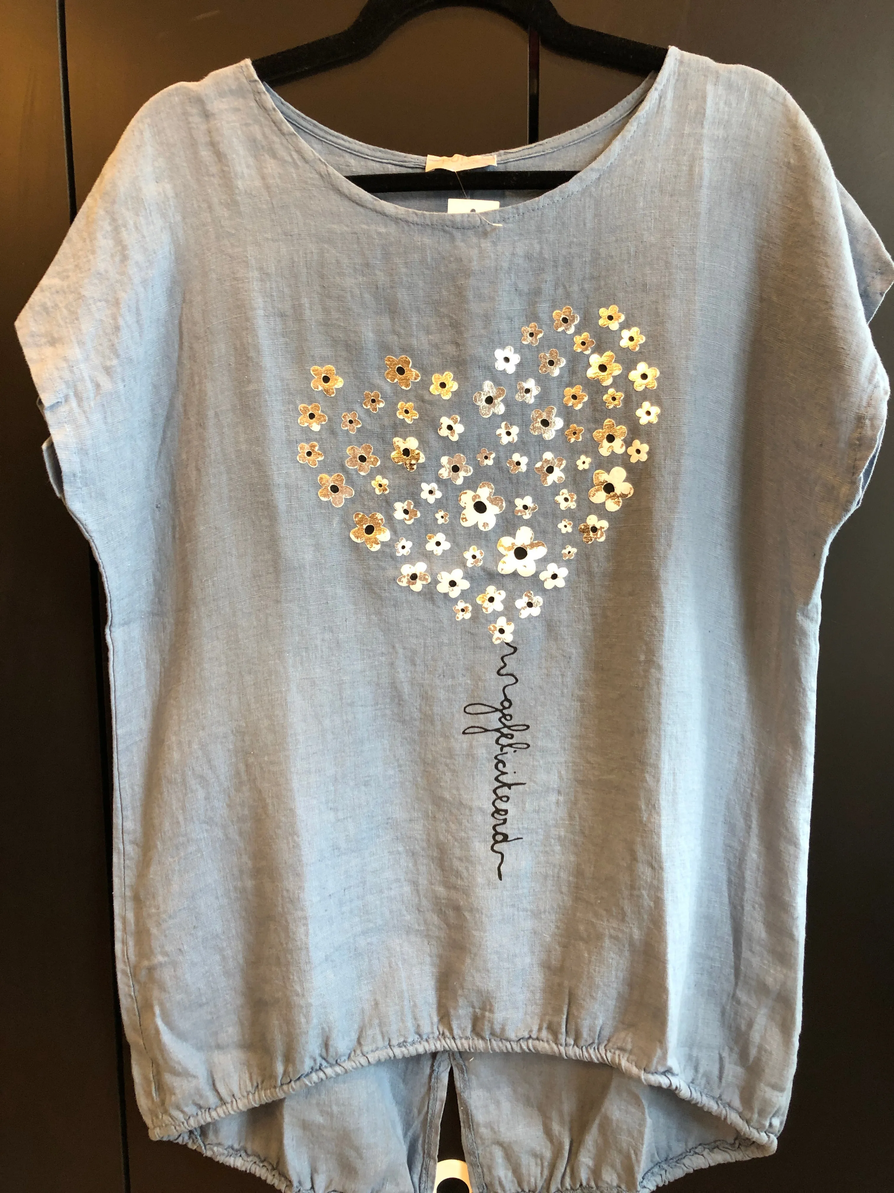 ETERNELLE MADE IN ITALY HEART TSHIRT- WHITE/BLUE/PINK