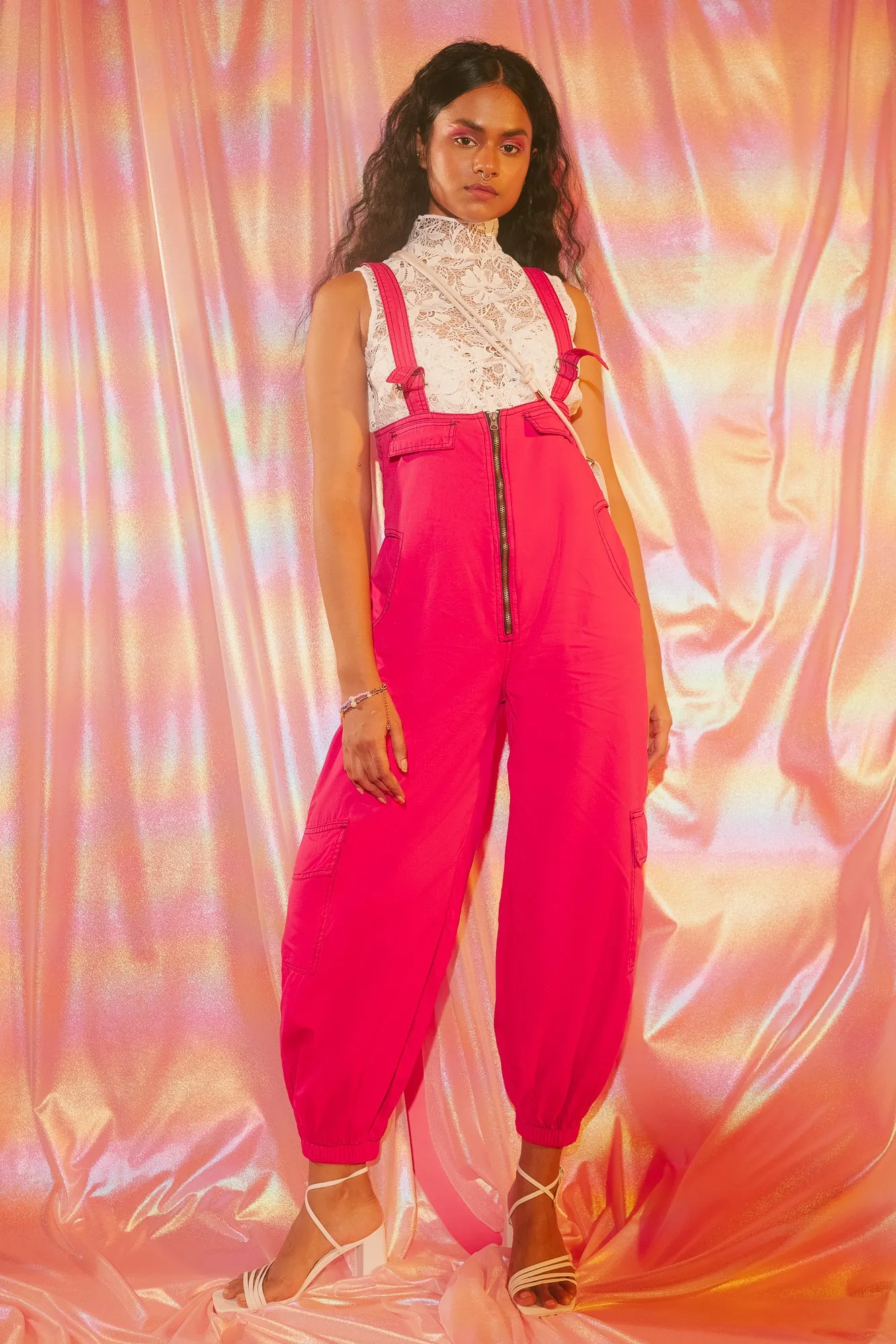 Fuschia Play Baggy Dungaree
