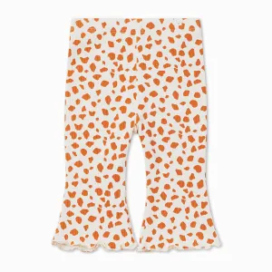 Giraffe Spot Ribbed Flared Trousers