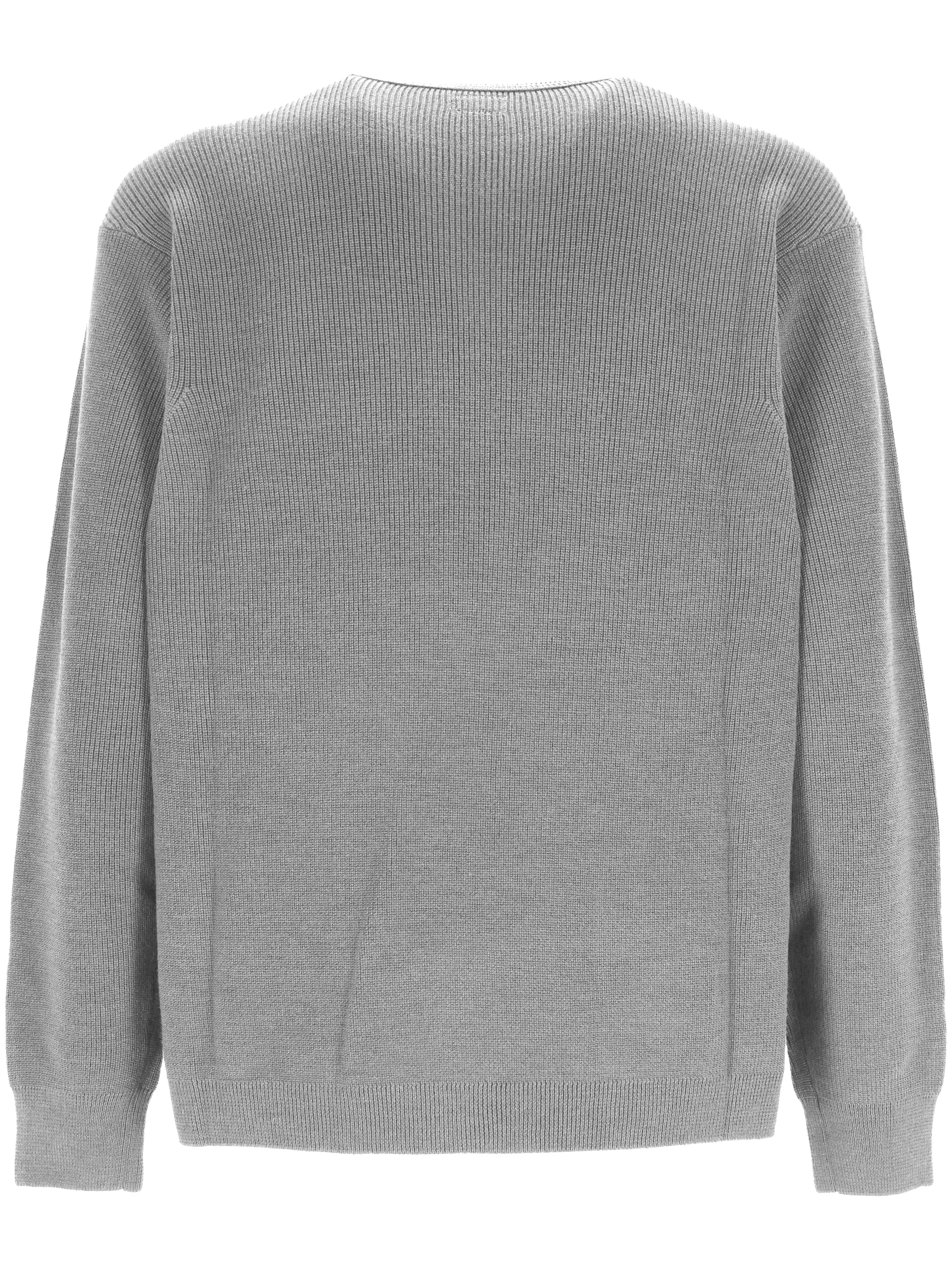 Grey Virgin Wool Blend Crew Sweater