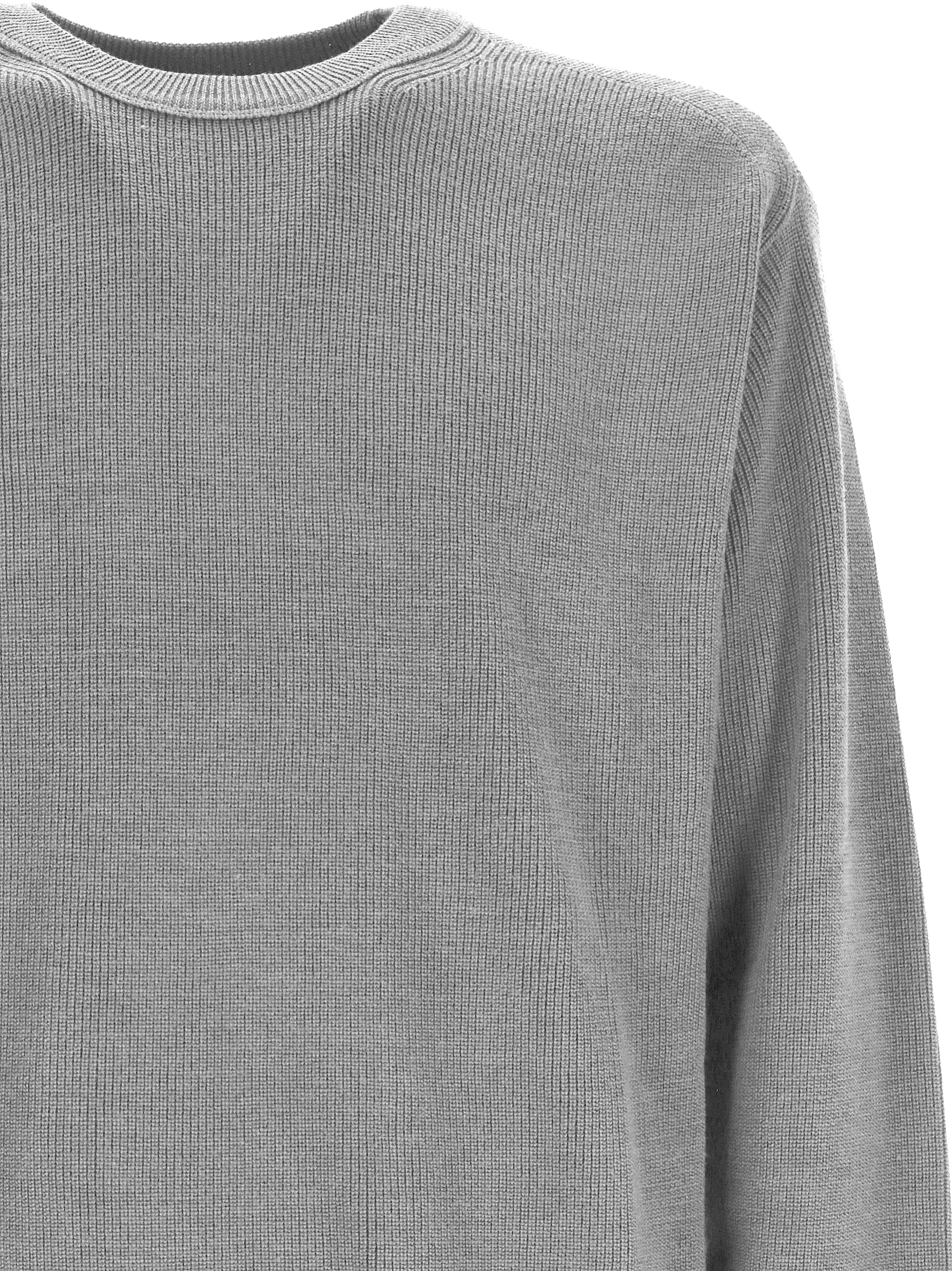 Grey Virgin Wool Blend Crew Sweater