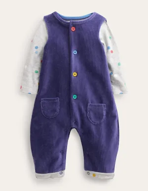 Jersey Cord Dungaree Set-Starboard Blue