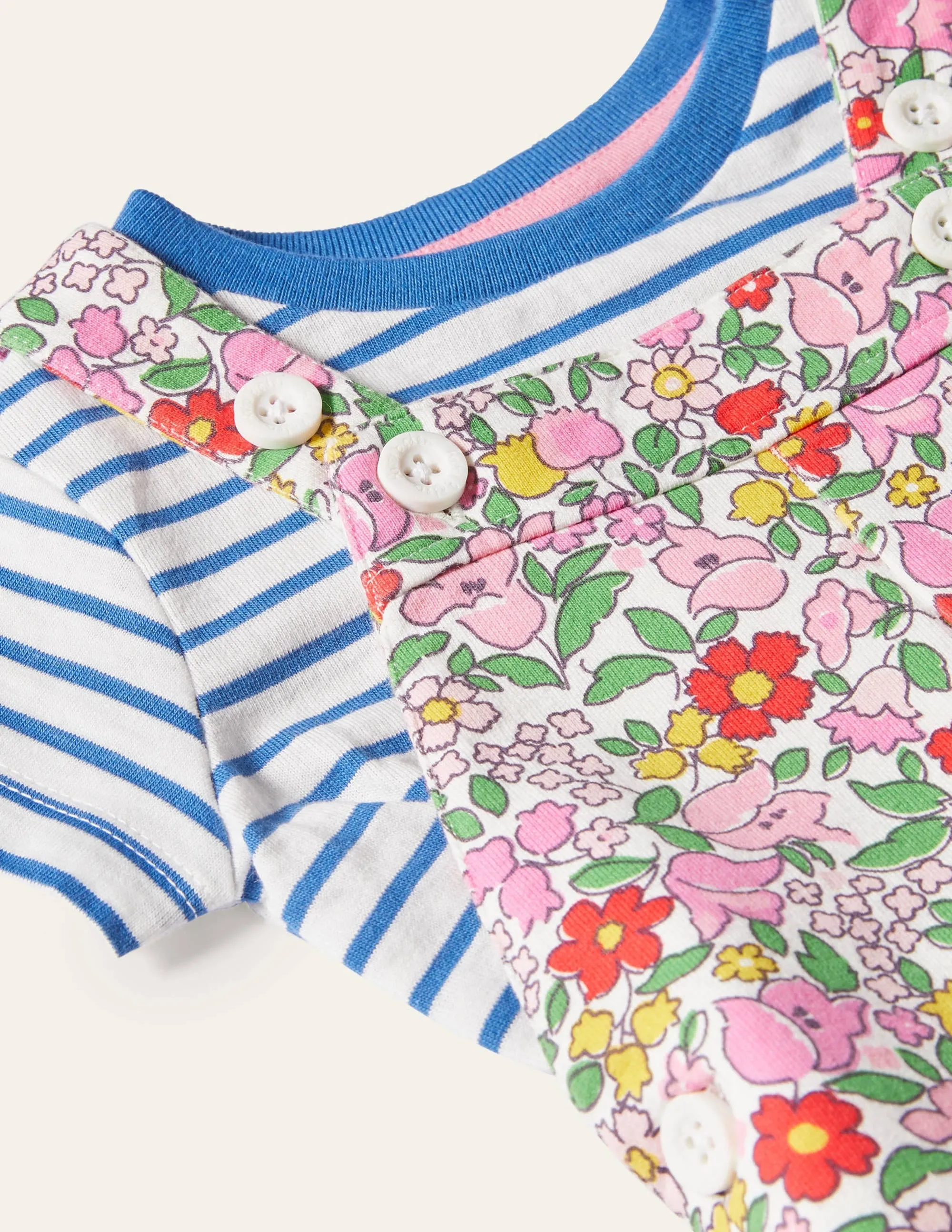 Jersey Dungaree Set-Pink Lemonade Vintage Floral