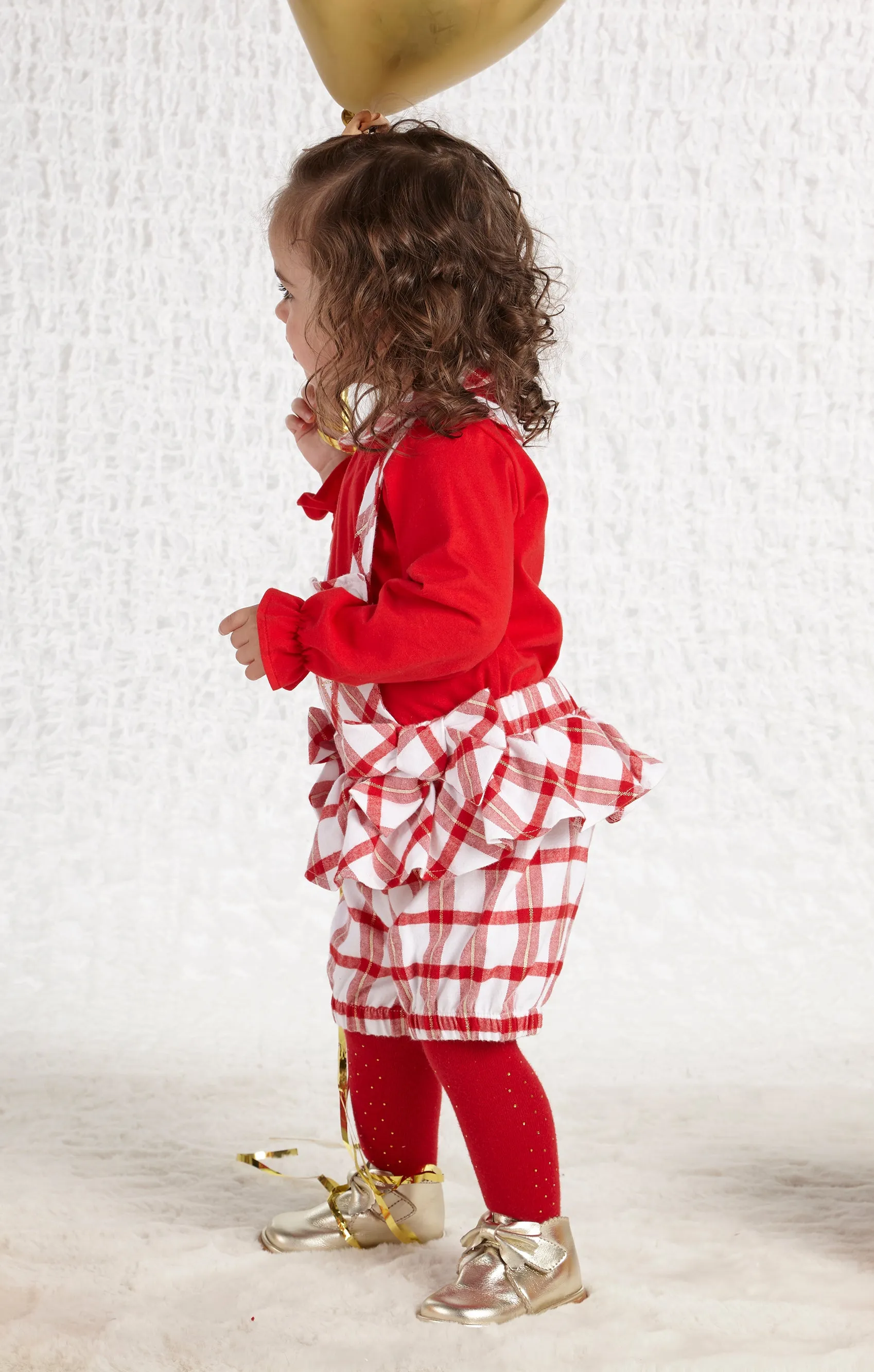 Little A Betty Red Check Dungaree