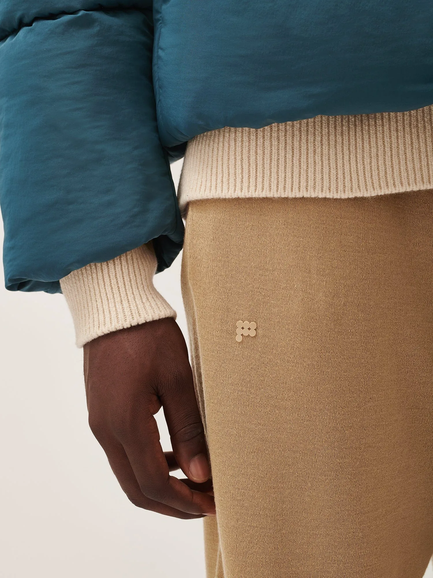 Mens Regenerative Merino Wool Track Pantscamel