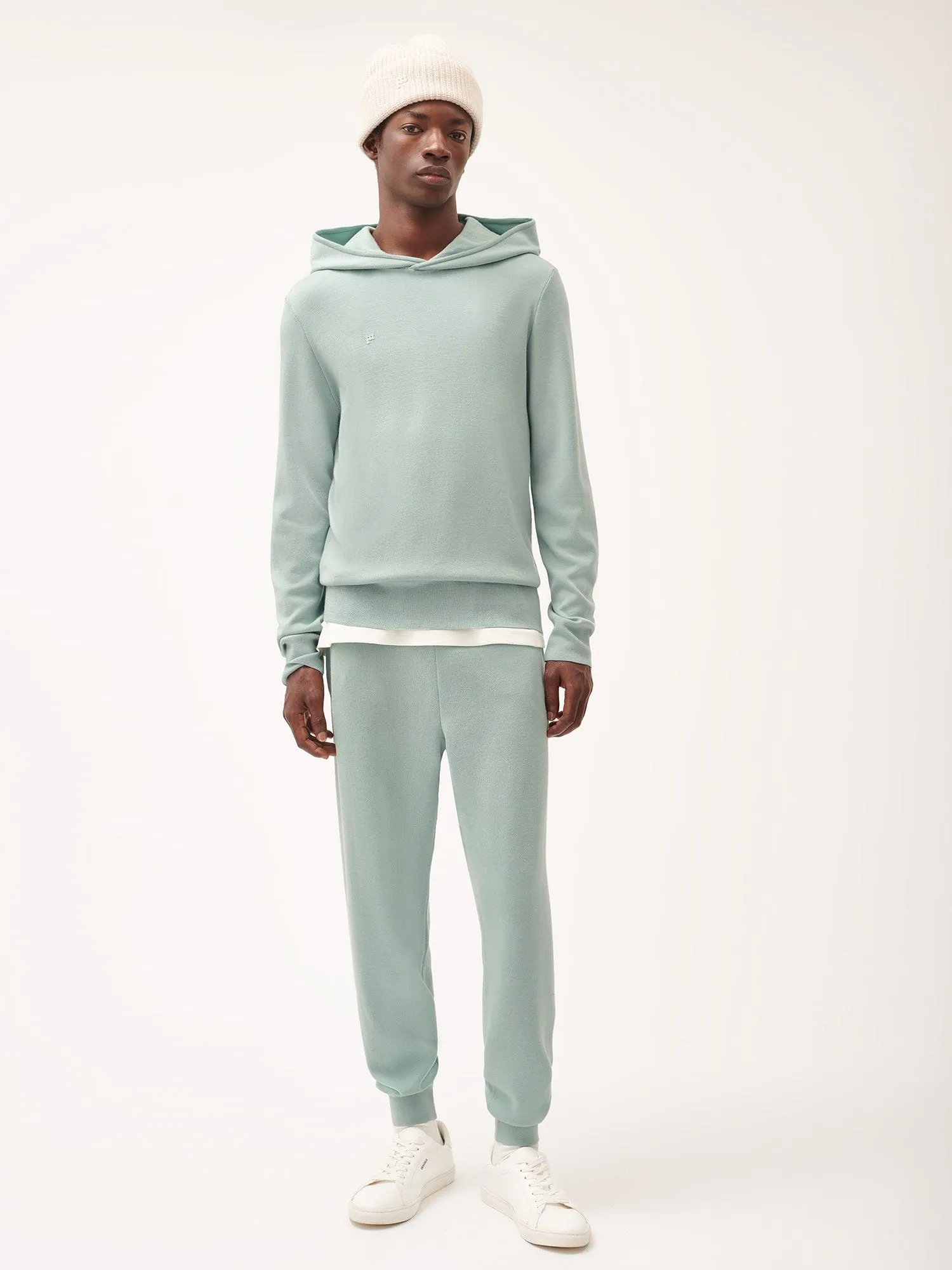 Mens Regenerative Merino Wool Track Pantseucalyptus blue