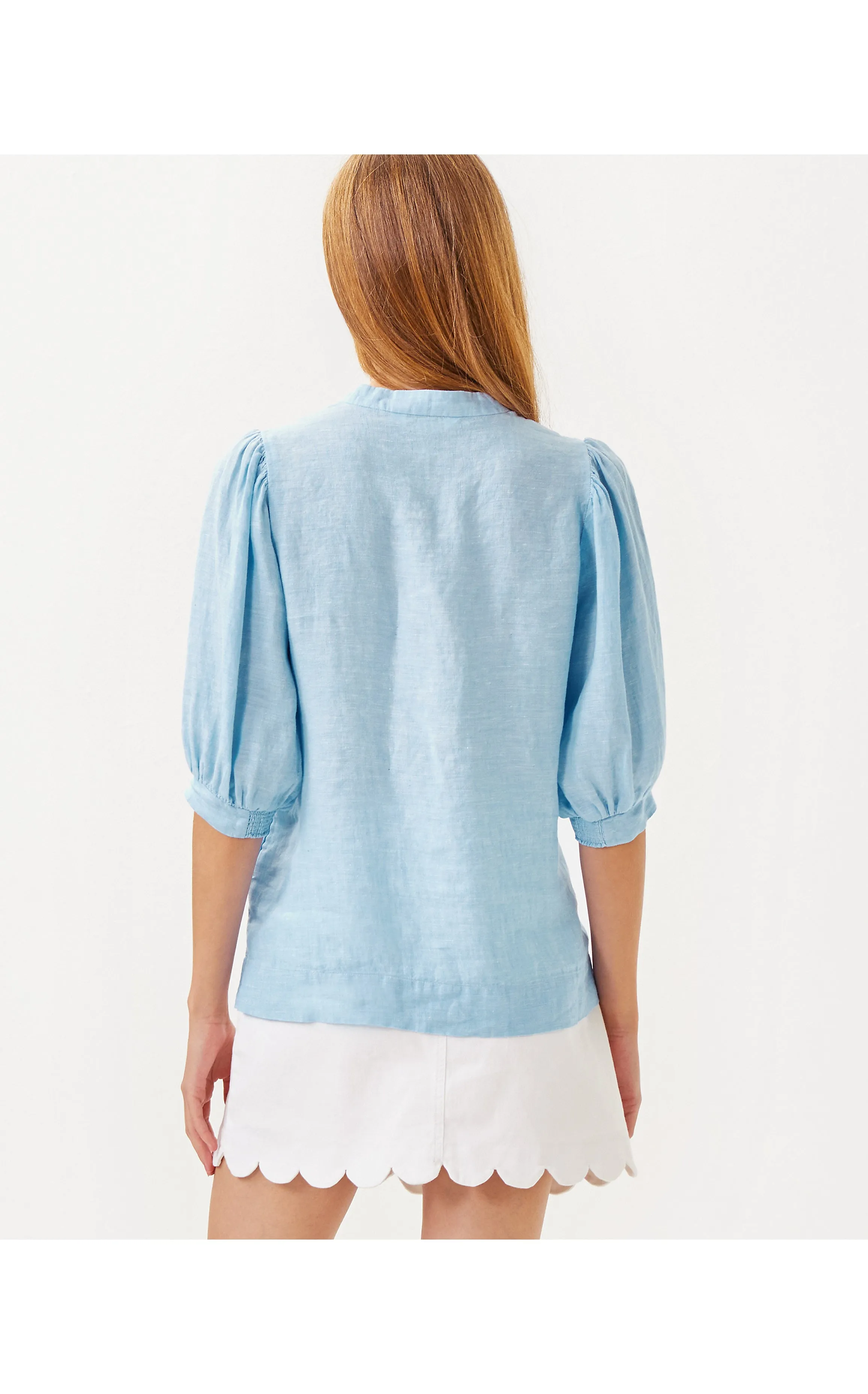 Mialeigh Linen Top Blue Peri