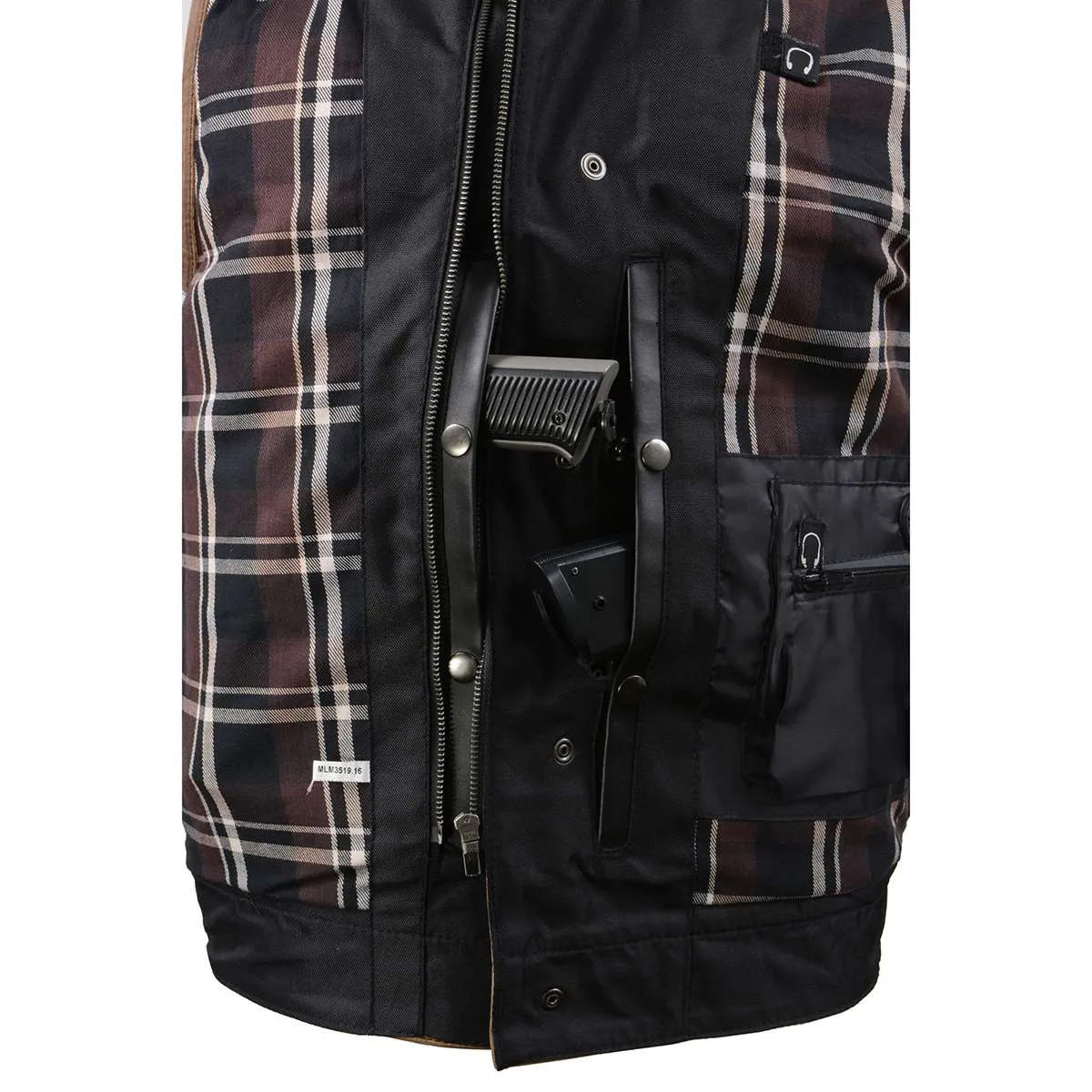MLM3519 Men's Gambler Crazy Horse Brown Vintage Leather Vest - Club Style Motorcycle Rider Vest