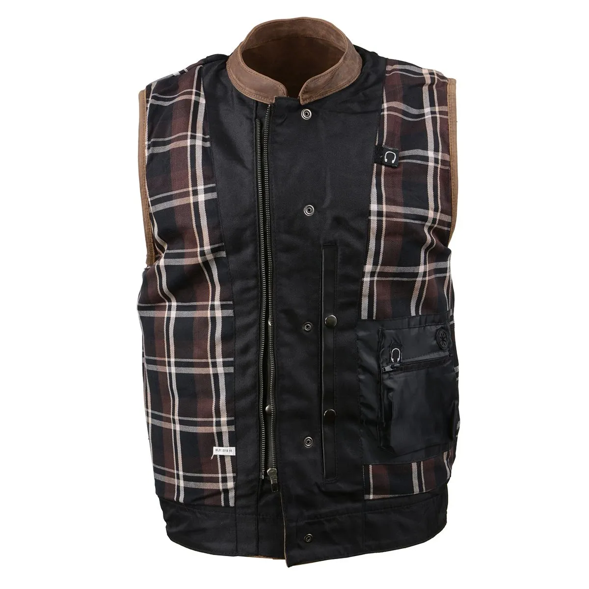 MLM3519 Men's Gambler Crazy Horse Brown Vintage Leather Vest - Club Style Motorcycle Rider Vest