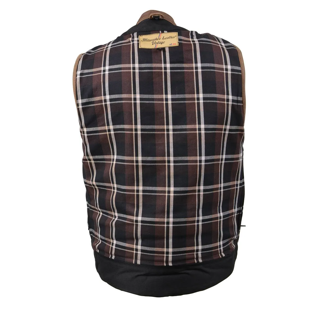 MLM3519 Men's Gambler Crazy Horse Brown Vintage Leather Vest - Club Style Motorcycle Rider Vest
