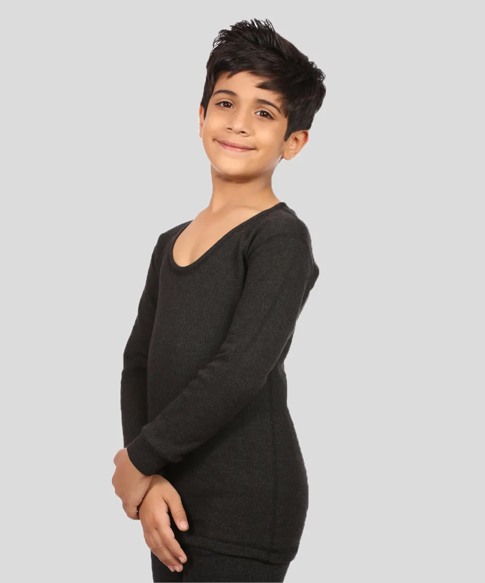 Neva Velveti Scoop Neck Full Sleeves Upper and Lower Warmer/Thermal Upper for Kids Unisex (For Boys and Girls)-Anthra