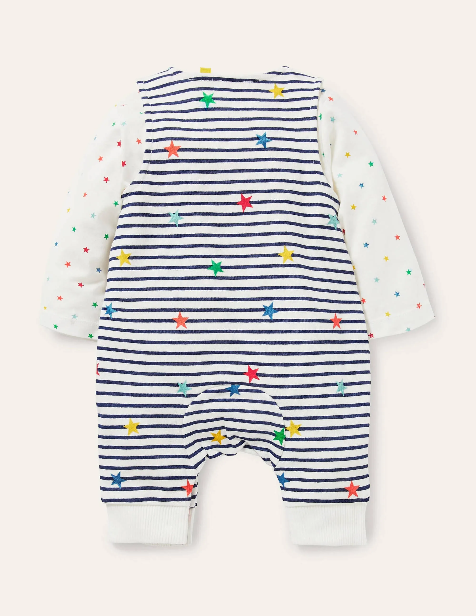 Organic Dungaree Set-Multi Star Stripe
