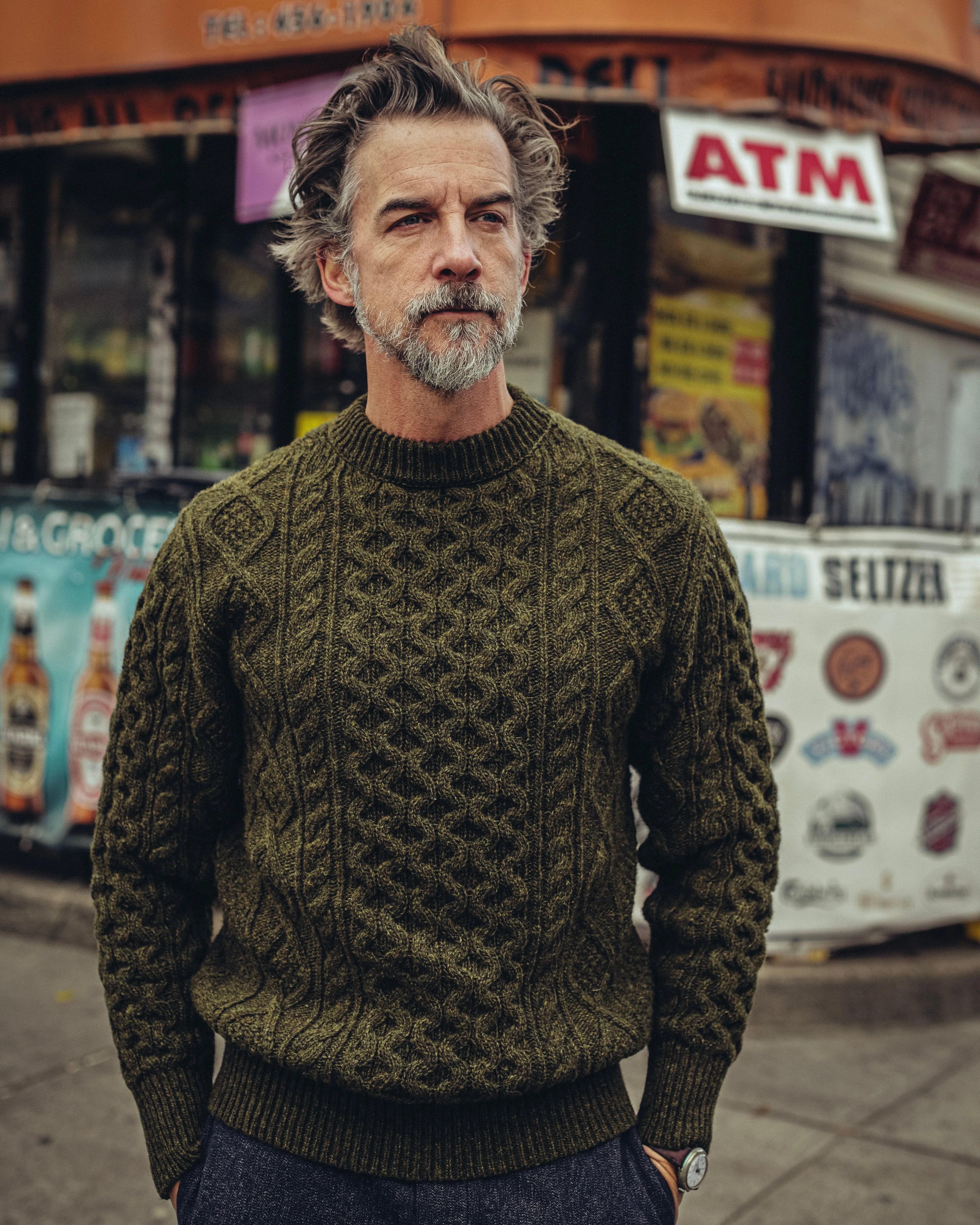 Pre Order - Steve McQueen Olive Donegal Irish Wool Sweater ETA 12/25
