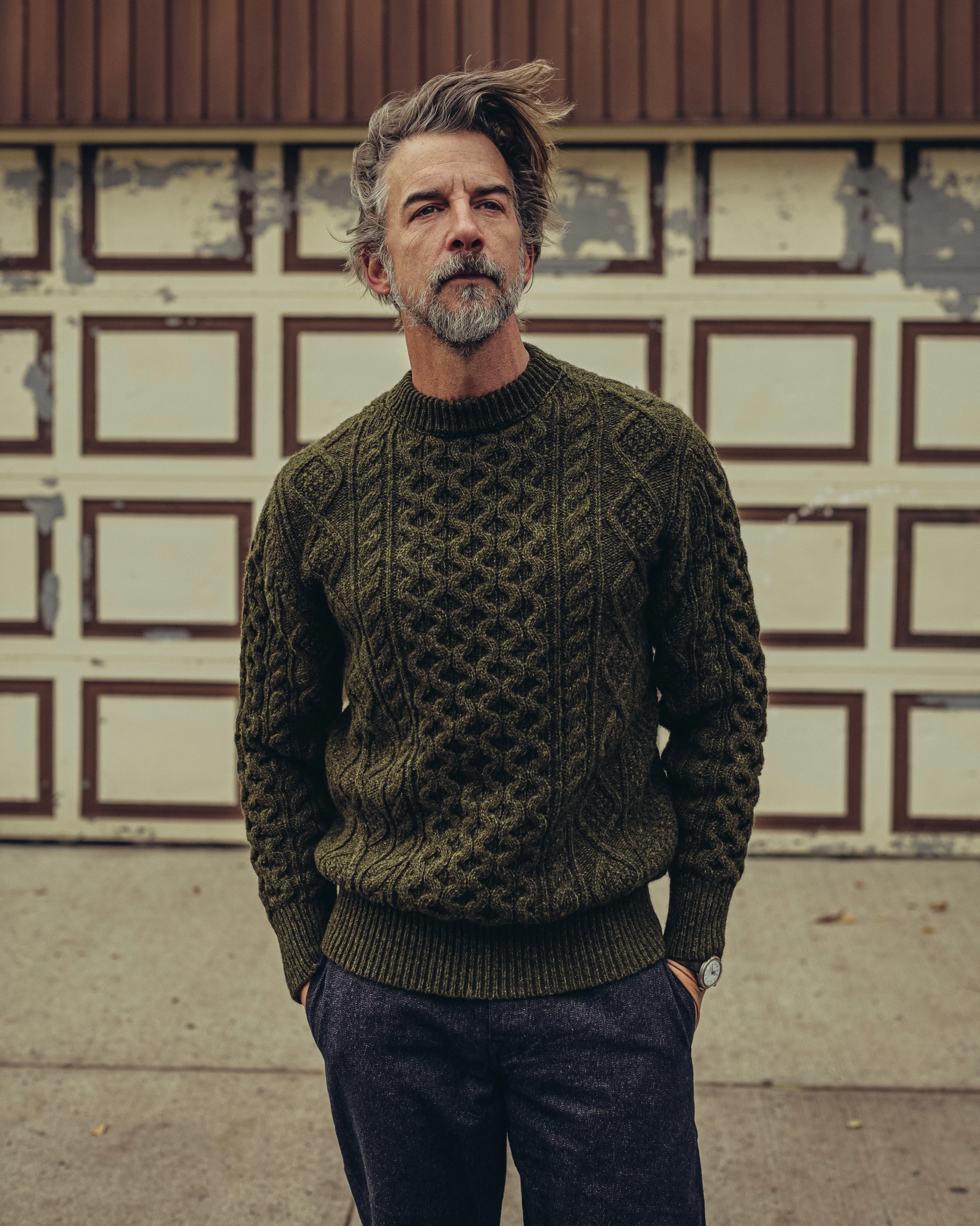 Pre Order - Steve McQueen Olive Donegal Irish Wool Sweater ETA 12/25