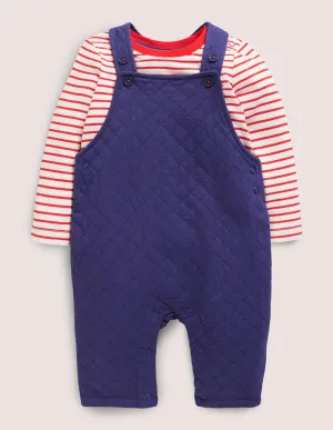 Quilted Dungaree Set-Starboard Blue