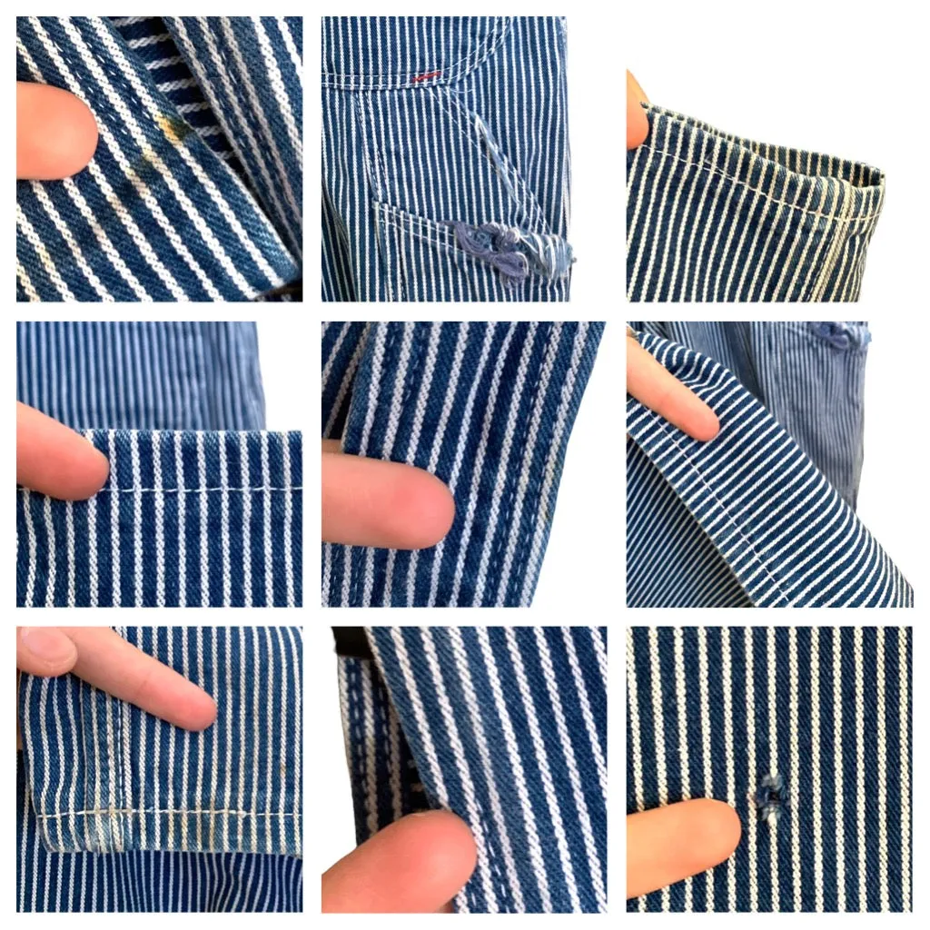 Vintage 80s Dickies Pinstripe Oversized Railroad Coverall Dungaree Overalls | Size 40 Inch Waist