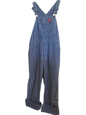 Vintage 80s Dickies Pinstripe Oversized Railroad Coverall Dungaree Overalls | Size 40 Inch Waist