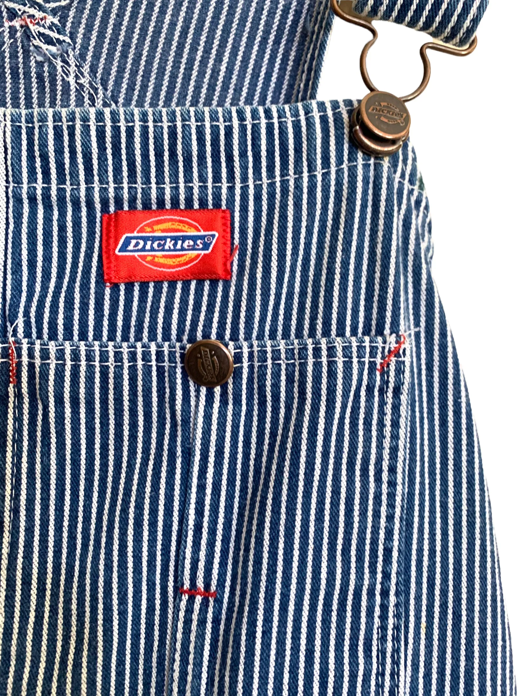 Vintage 80s Dickies Pinstripe Oversized Railroad Coverall Dungaree Overalls | Size 40 Inch Waist