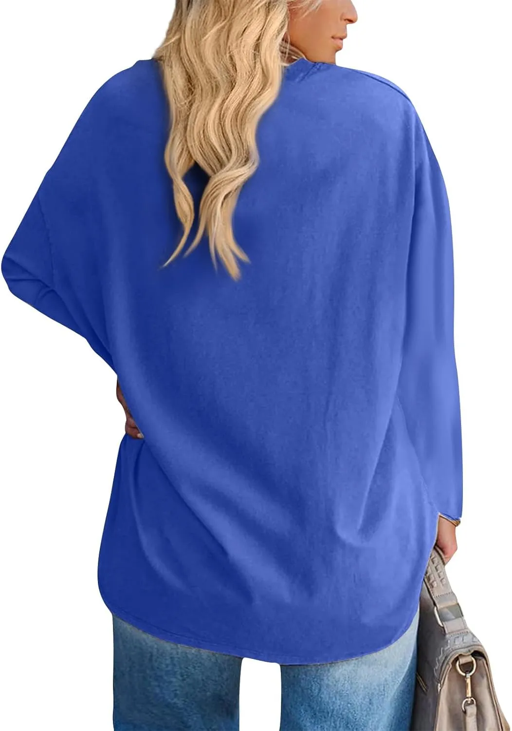 Womens Long Sleeve Tops Oversized V Neck Sweatshirts Casual Trendy Shirts Fall Winter Clothes 2024