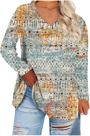 Womens Long Sleeve Tops Oversized V Neck Sweatshirts Casual Trendy Shirts Fall Winter Clothes 2024