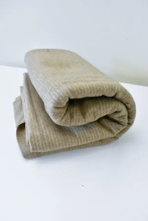 Wool fabric, beige with pinstripe