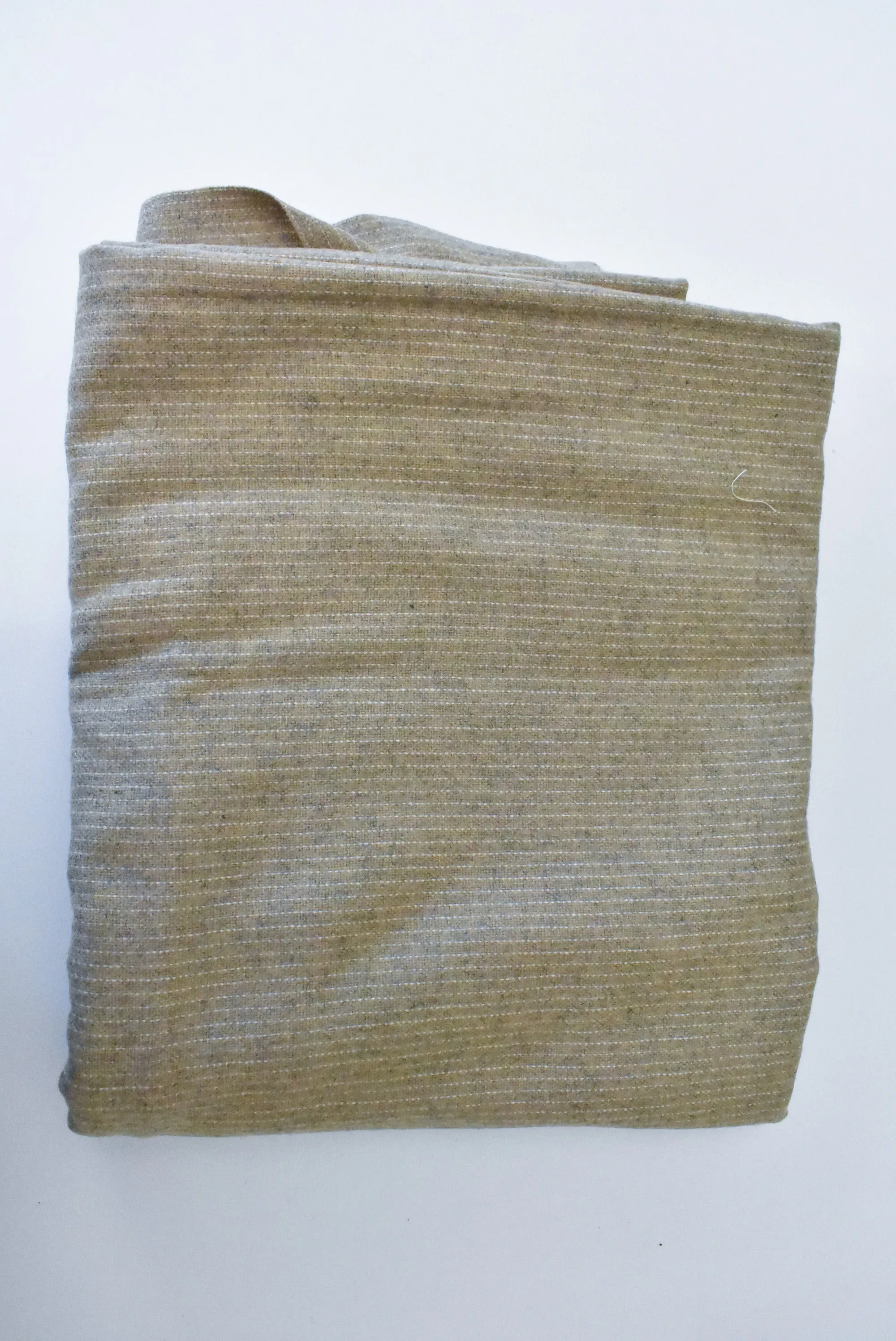 Wool fabric, beige with pinstripe